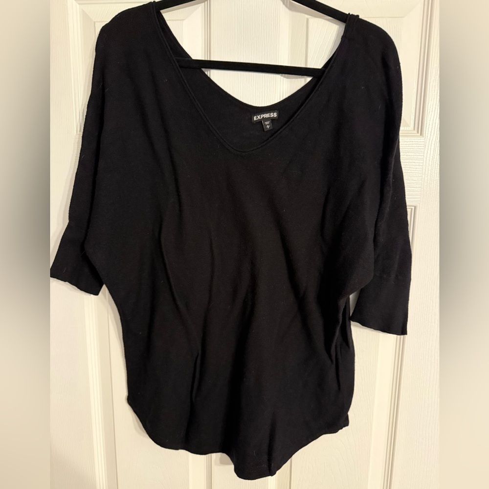 Express Women's Elegant Black Long Sleeve Top